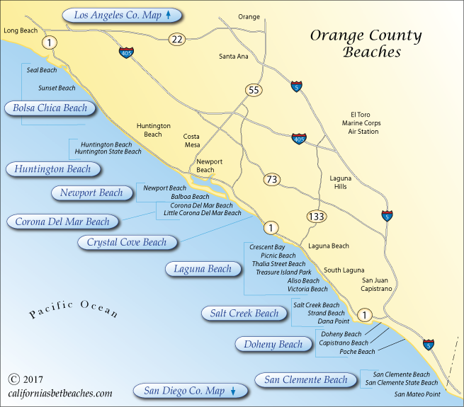 OrANGE  County Beaches Map