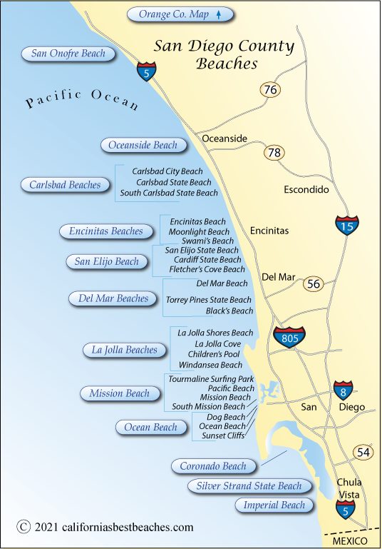 San Diego  County Beaches Map