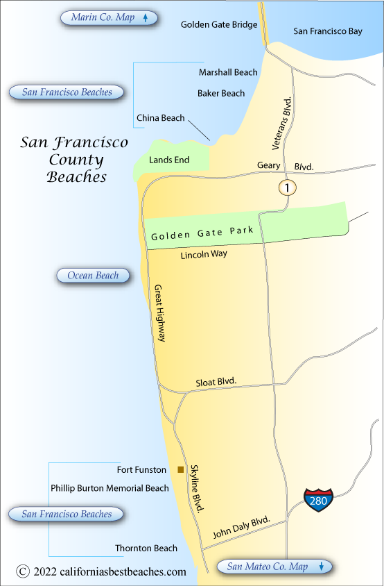 San Francisco County Beaches Map