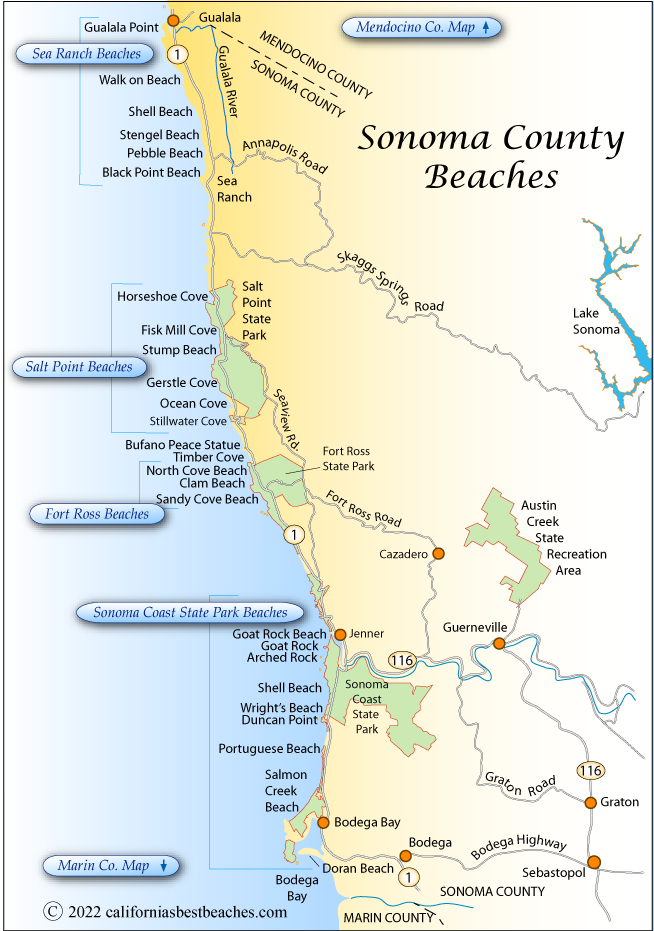Sonoma County Beaches Map