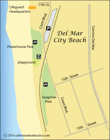Del Mar City Beach map, San Diego County, CA