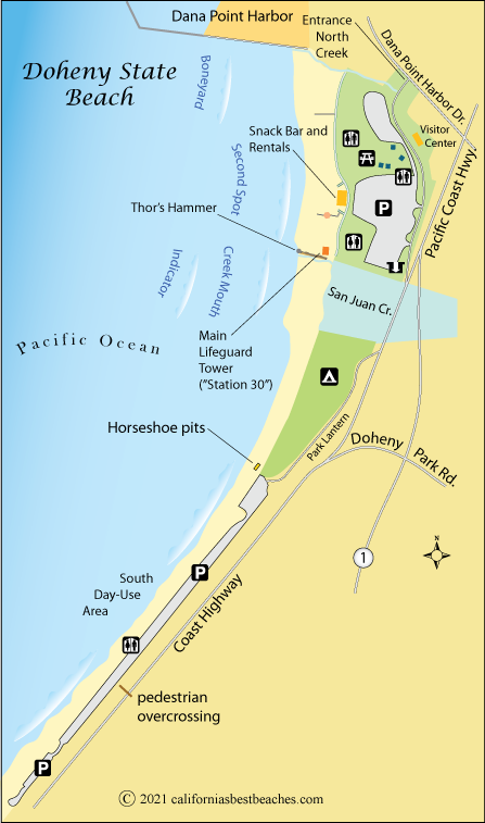 Doheny Beach map,  Orange County, CA