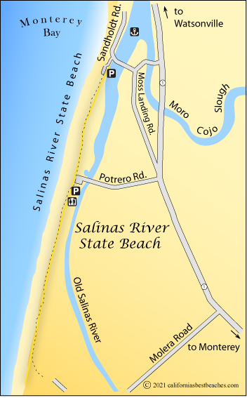 Salinas River State Beach Map, Monterey County, CA