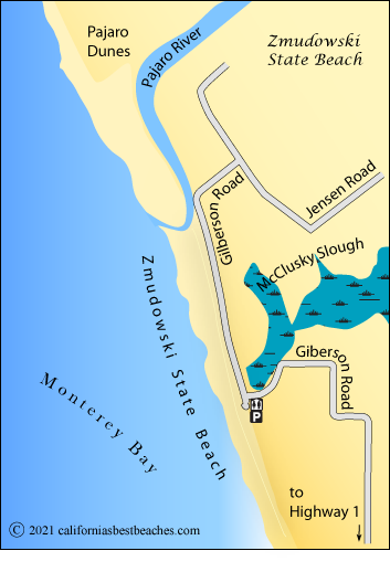 Zmudowski State Beach Map, Monterey County, CA
