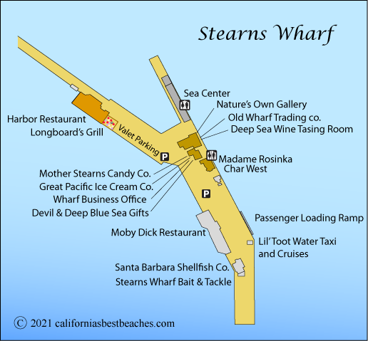 Map of Stearns Wharf, Santa Barbara, Santa Barbara County, California