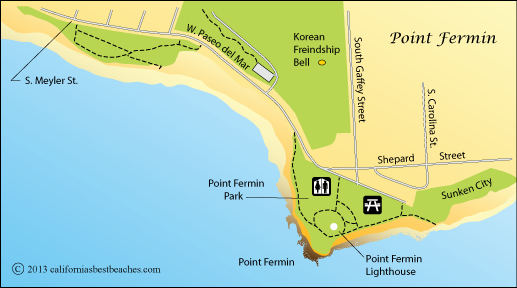 Point Fermin map, San Pedro, Los Angeles County, CA