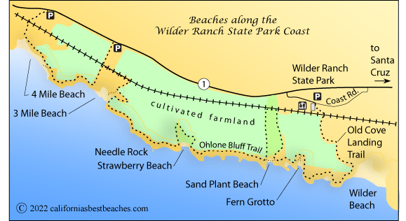 Wilder Ranch State Park beaches map, Santa Cruz County, CA