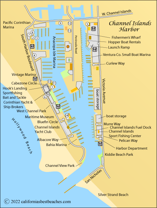 Channel Islands Harbor map, Oxnard, CA