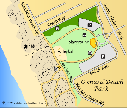 map of Oxnard Beach Park, Ventura County, CA