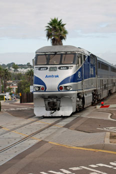 Coaster train at Del Mar, San Diego County, California