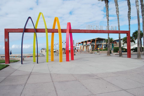 entrance to Imperial Beach pier, known as Surfhenge, San Diego County, California