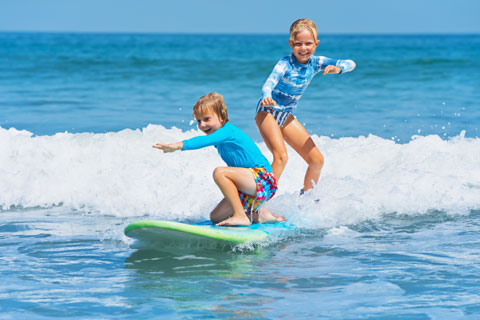 children surfing