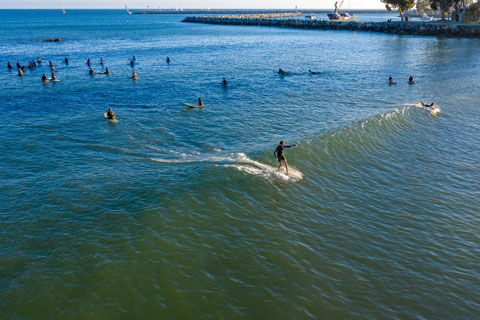 Surfers at Doheny Beach, Orange County, CA