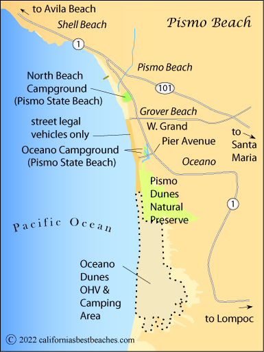 map of Pismo Beach, San Luis Obispo County, CA