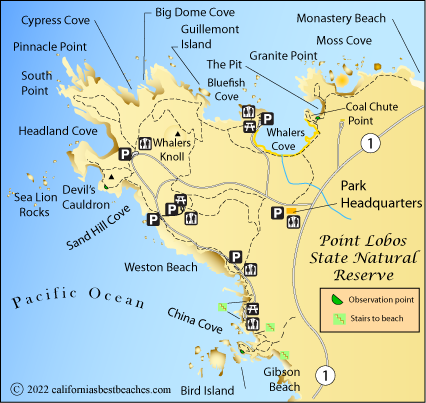 Point Lobos State Natural Reserve map, Monterey County, CA