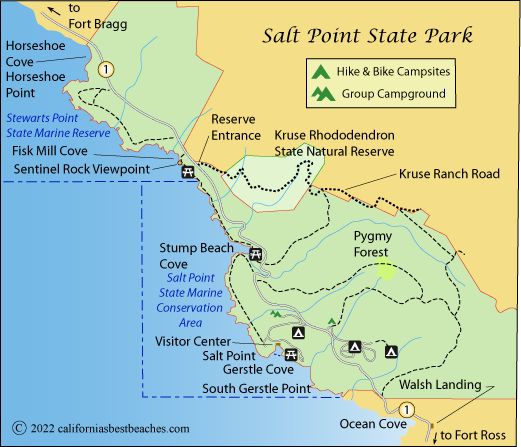 map of Salt Point State Park, Sonoma County, CA