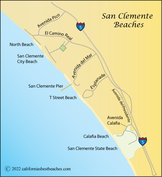 San Clemente Beaches map,  Orange County, CA