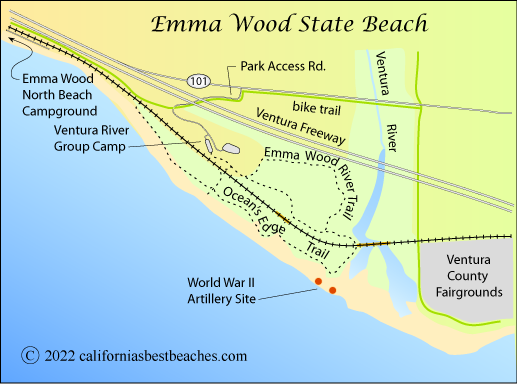map of Emma Wood State Beach, Ventura County, CA